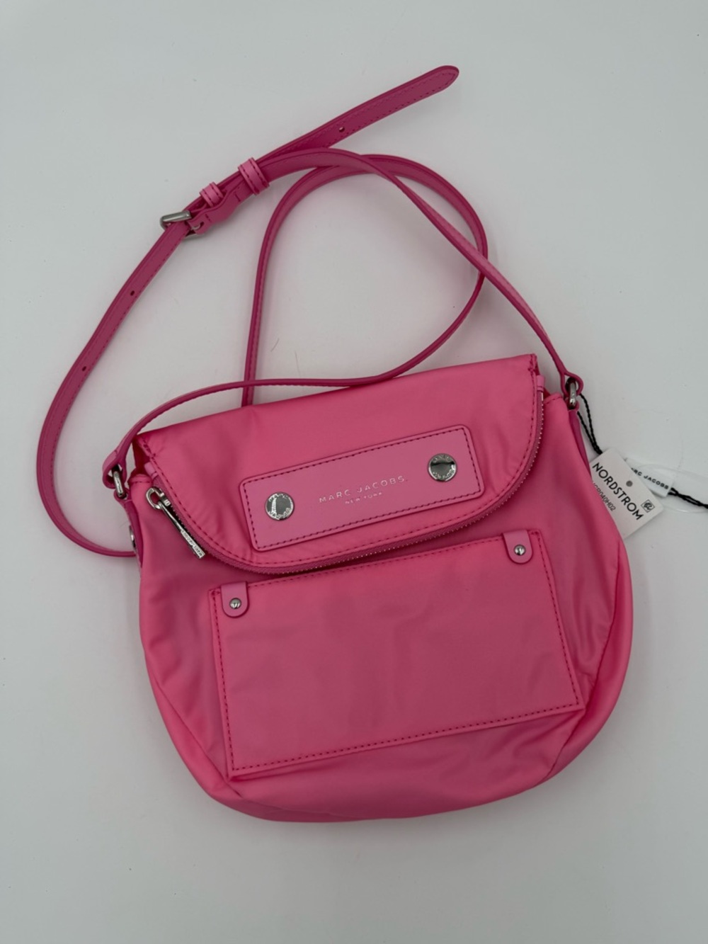 Marc Jacobs Preppy Nylon Natasha Pink Crossbody Bag Flap Messenger NWT